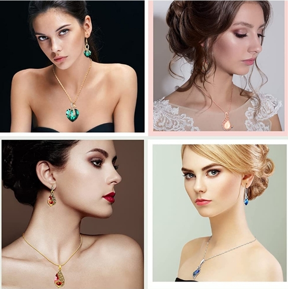 4 Matching Crystal Necklace & Earring Sets NWT - Picture 4 of 5